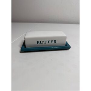 Mainstays Blue and White COVERED BUTTER DISH